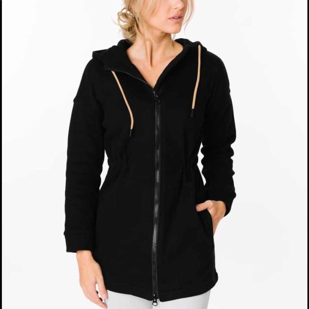 Black Long Hoodie Jacket Zyia